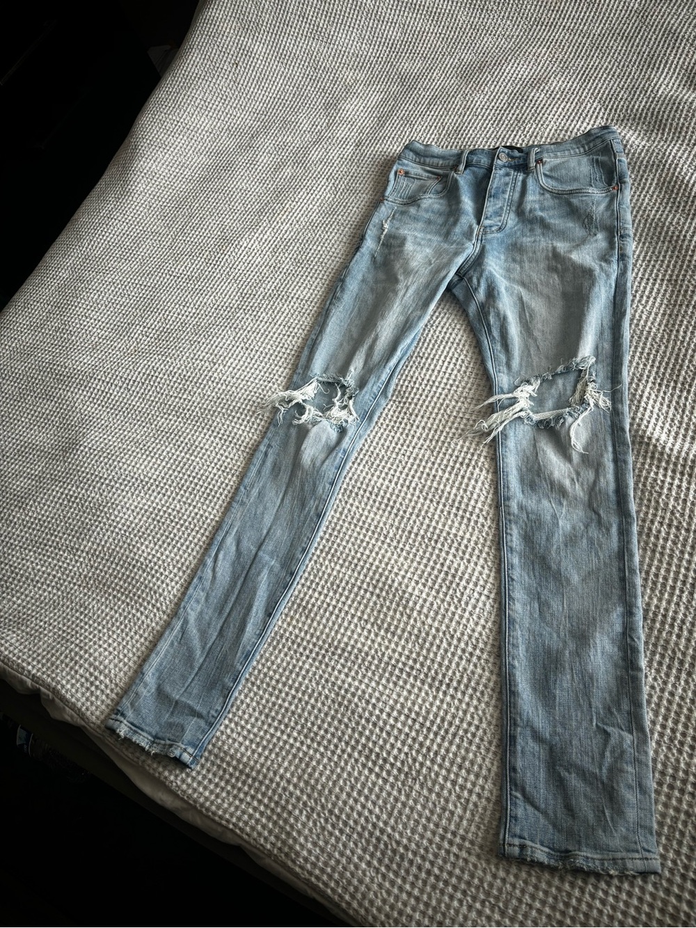 Men's Purple Brand Light Blue Skinny Ripped Jeans